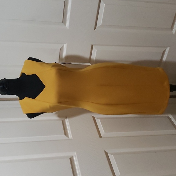 NWT 🎀 Calvin Klein Dreass Ochre Gold Sheath - Picture 2 of 9
